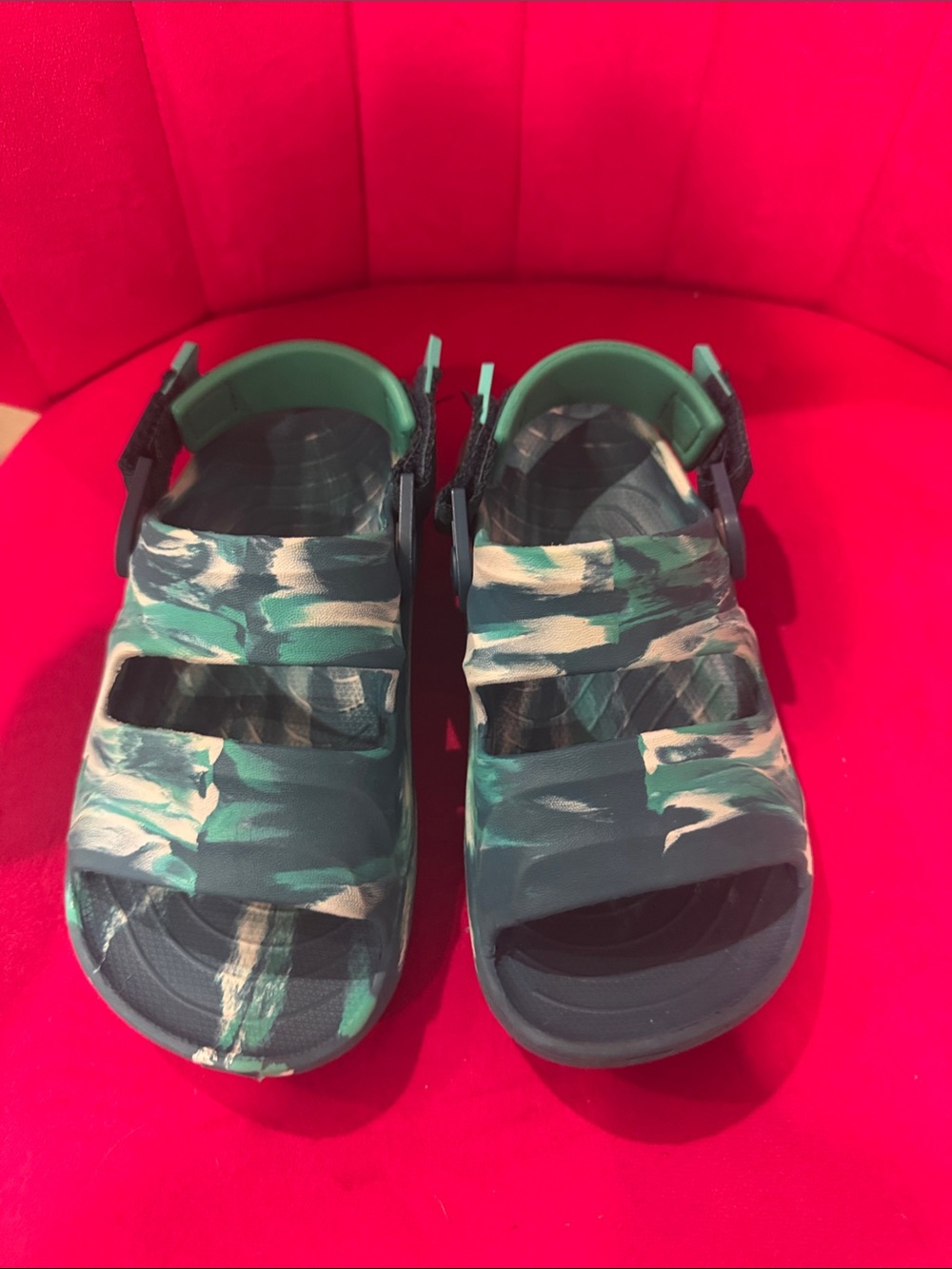 Never worn Teal & White Patterned Sandals rugged shark